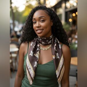 Luxury 100% scarf  Wrap necktie  Brown and Gold designer Scarf NEW